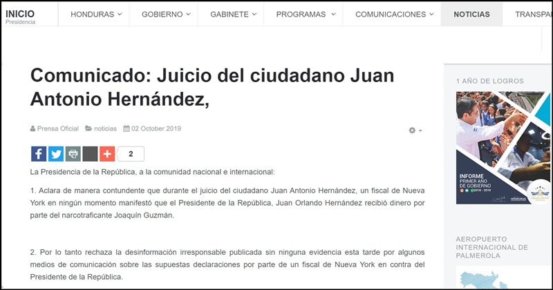 Casa Presidencial califica de “desinformación irresponsable” cobertura de medios en caso Juan Antonio Hernández