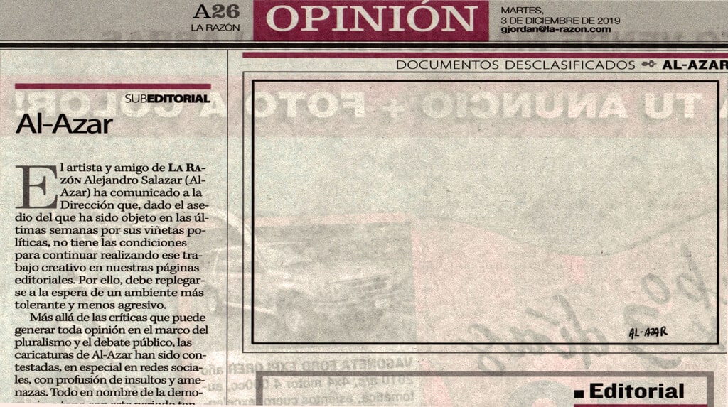 Editorialista gráfico se repliega ante amenazas y hostigamiento