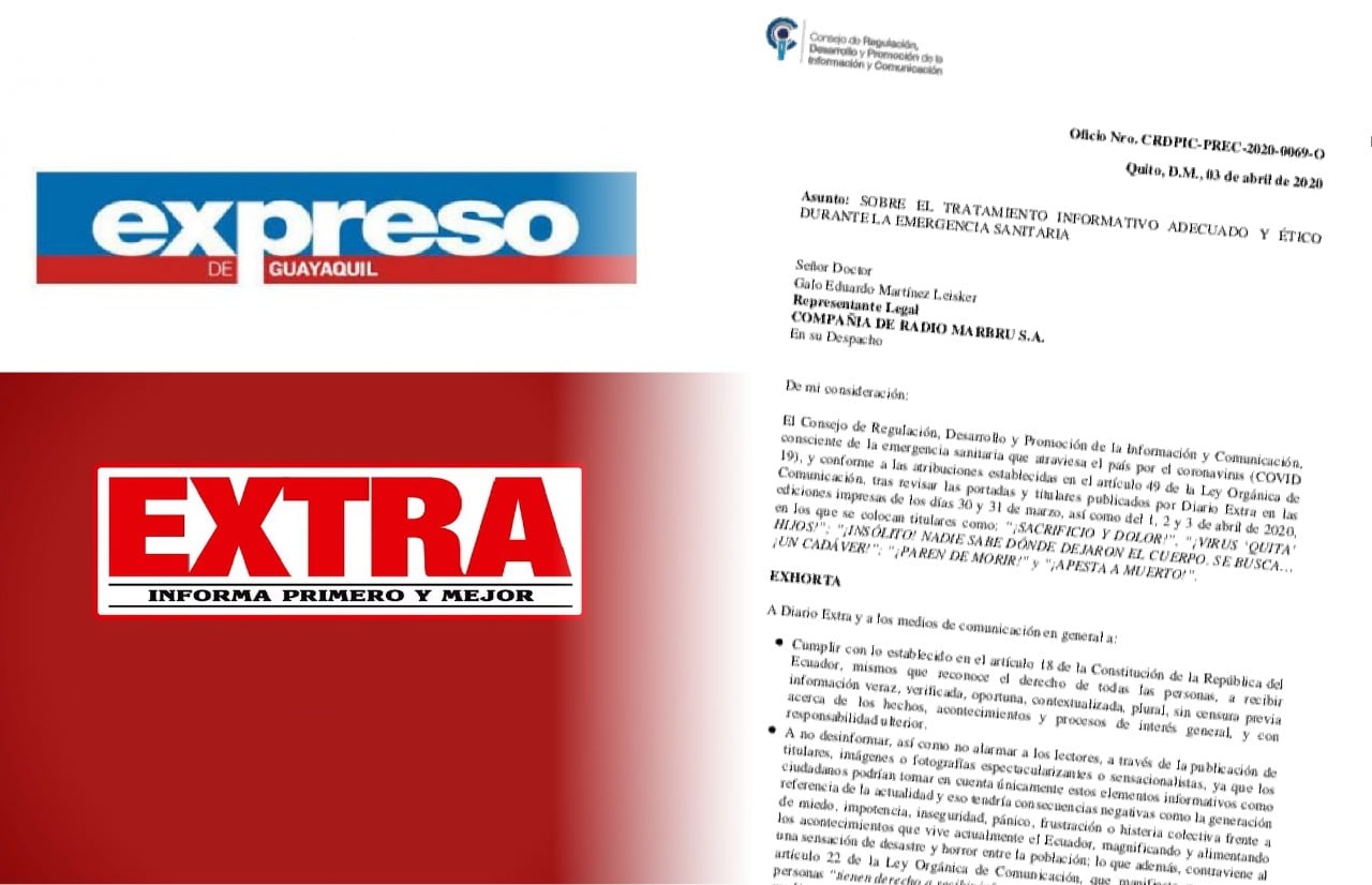 Diario Extra y Expreso “no suavizarán sus noticias y titulares” frente a exhorto del Consejo de Comunicación