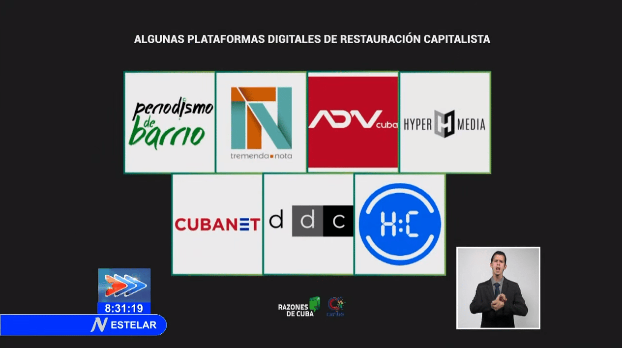 Régimen cubano ataca a medios de prensa y periodistas independientes en la emisión estelar del Noticiero de la Televisión