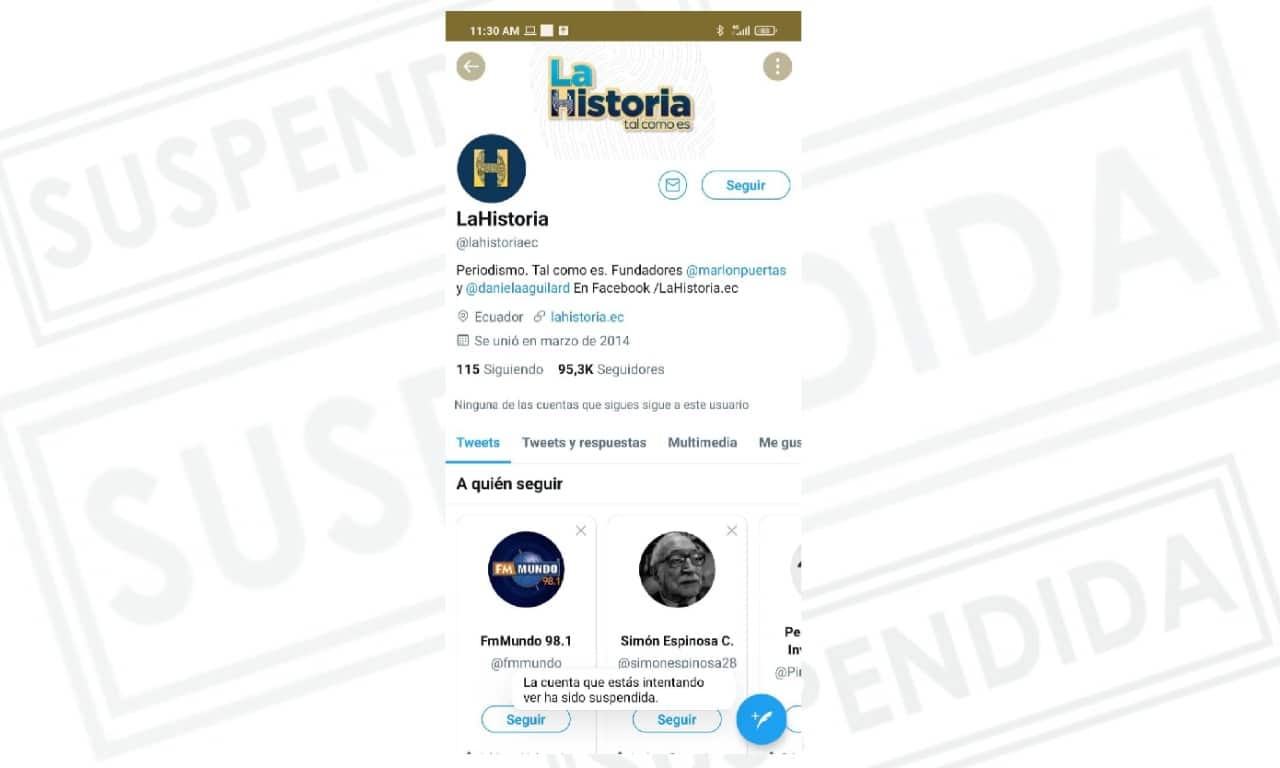 Cuenta de La Historia fue suspendida en Twitter