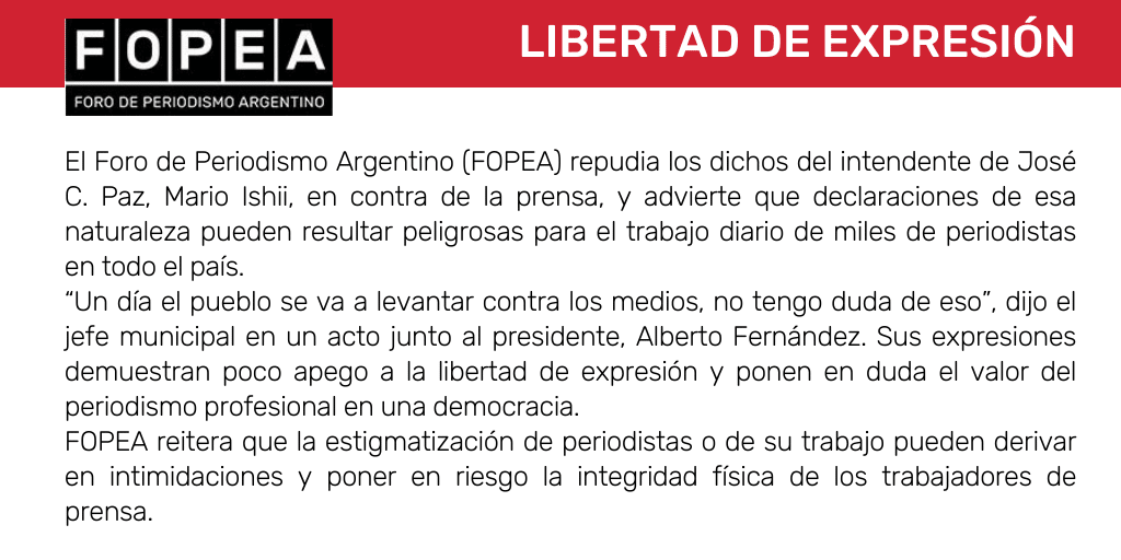 Repudiamos los dichos del intendente Mario Ishii.