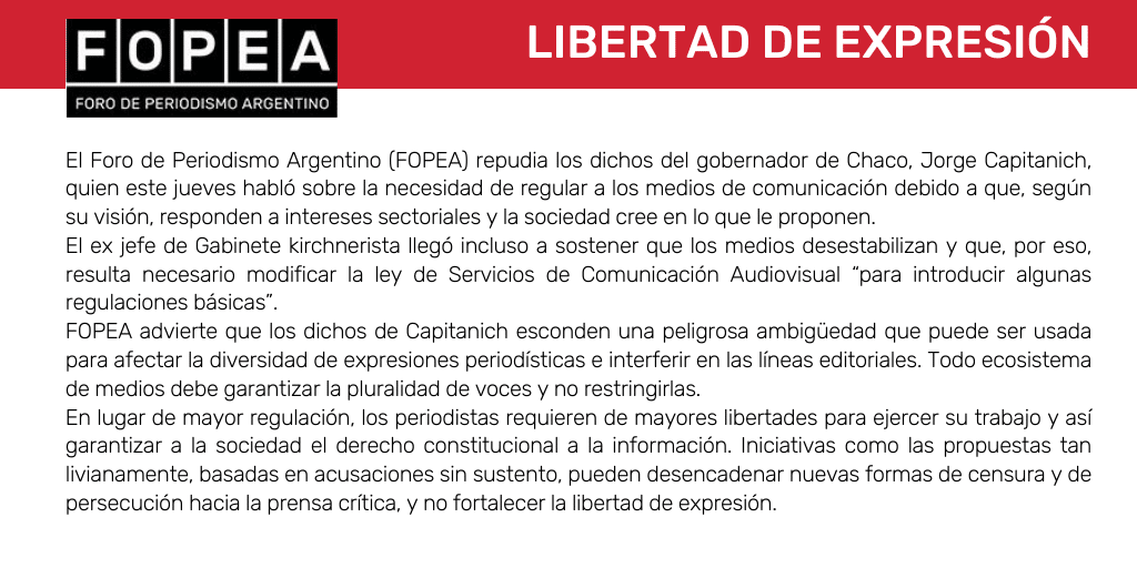 Repudiamos los dichos del gobernador de Chaco, Jorge Capitanich.