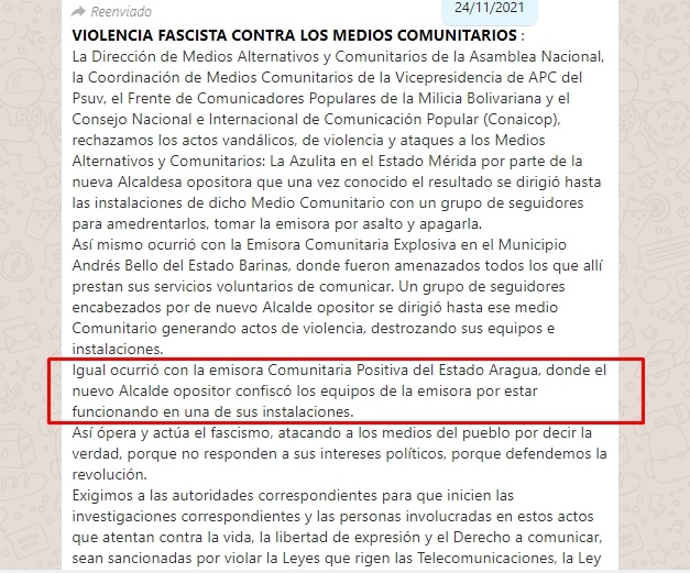 Censurados programas informativos y emisoras en Barinas y Mérida