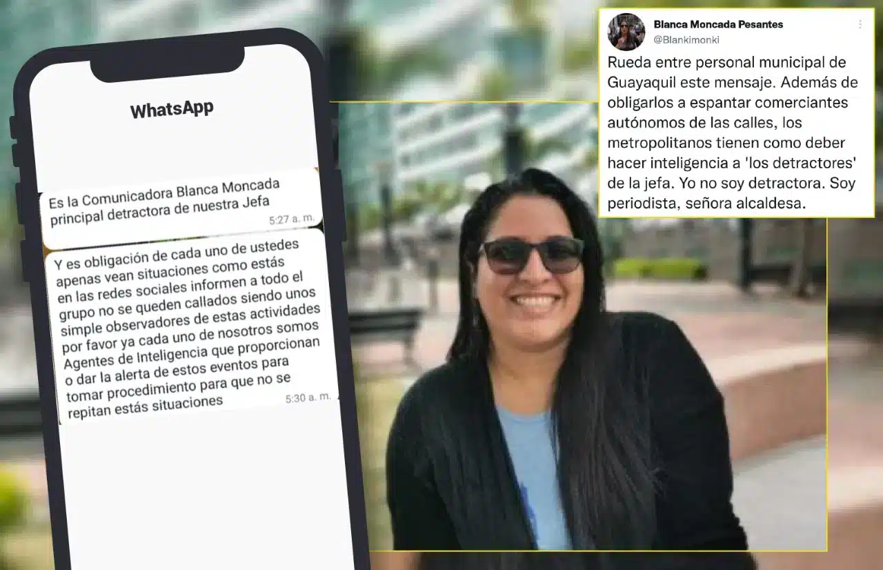 Periodista ecuatoriana es tachada como ‘detractora’ de la Alcaldesa de Guayaquil, a través de mensajes en cuentas de WhatsApp