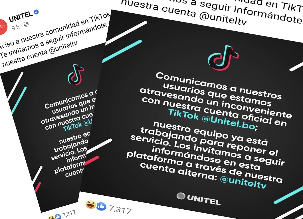 Canal TikTok de Tv privada sufre interrupción en Bolivia