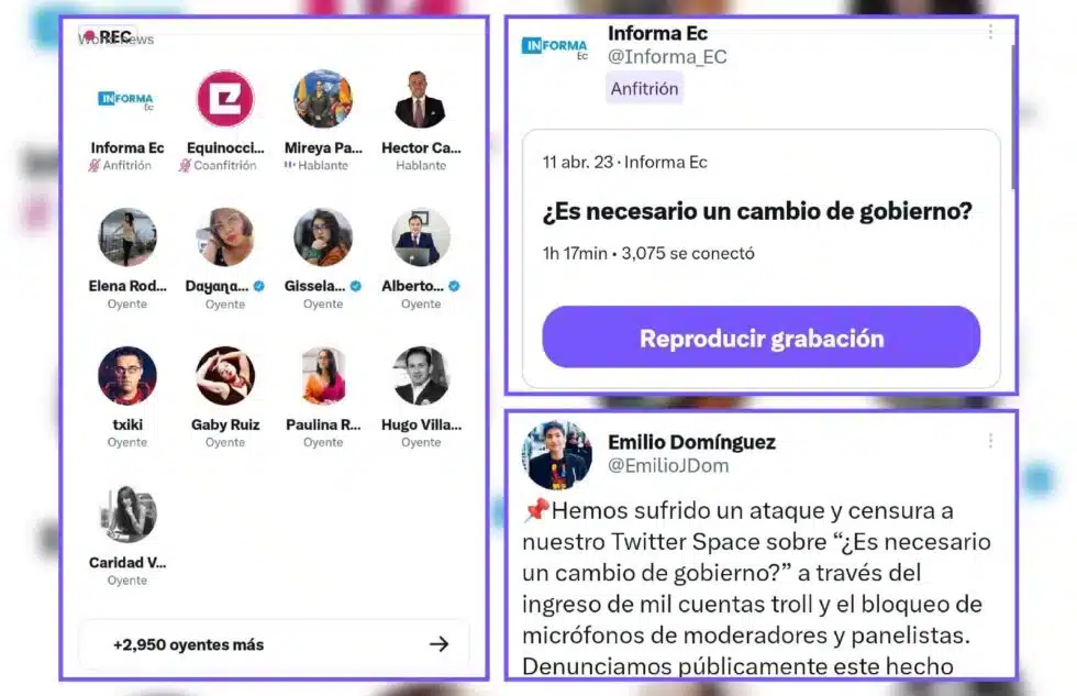 Twitter Space organizado por dos medios digitales ecuatorianos sufrió ataque troll